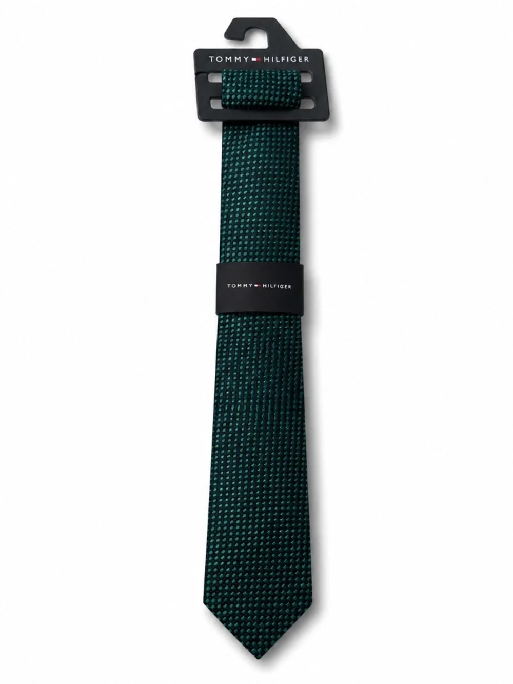 NWT Tommy Hilfiger Boys Green Textured Tie Holidays Christmas Classic Preppy